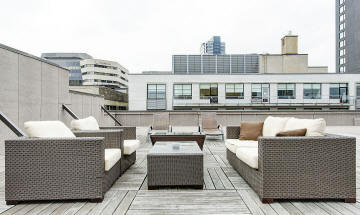 roof terrace at the Lofts St James in Montreal